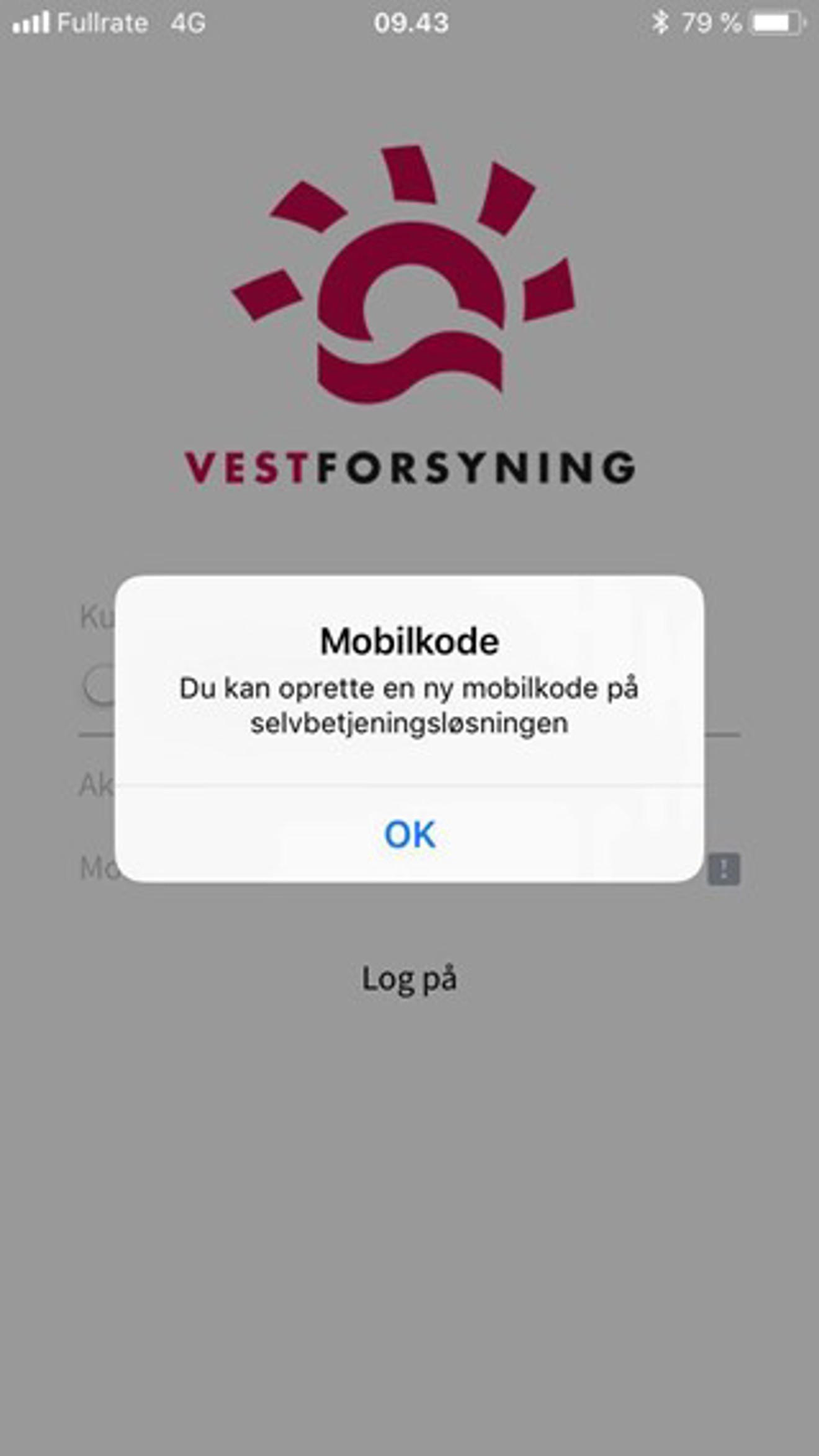 Log ind på appen og opret en mobilkode - iPhone